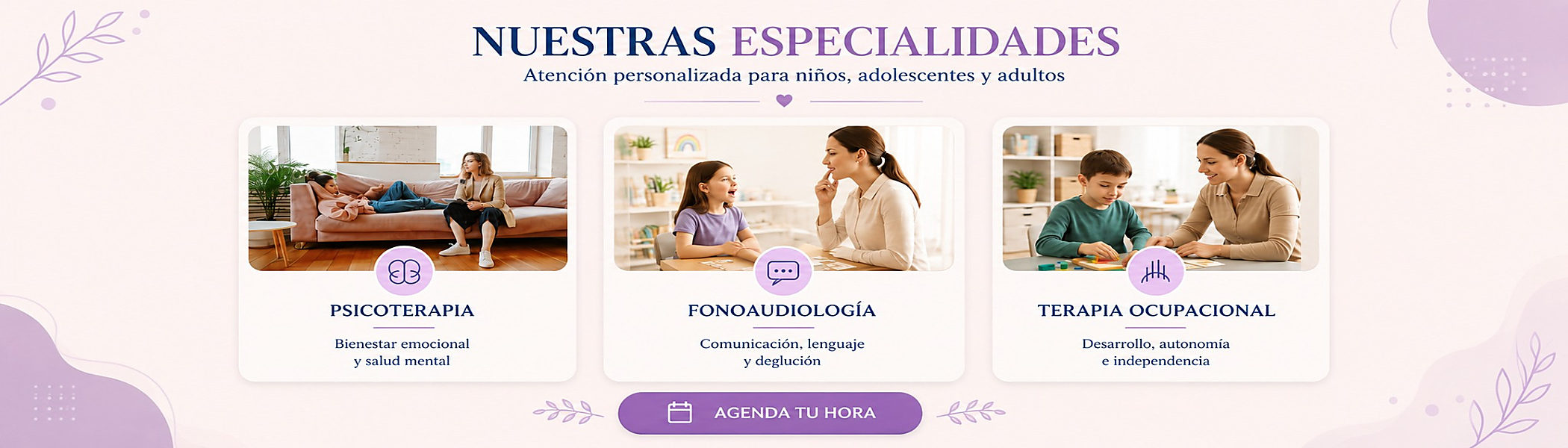 Psicoterapia, fonoaudiología y terapia ocupacional