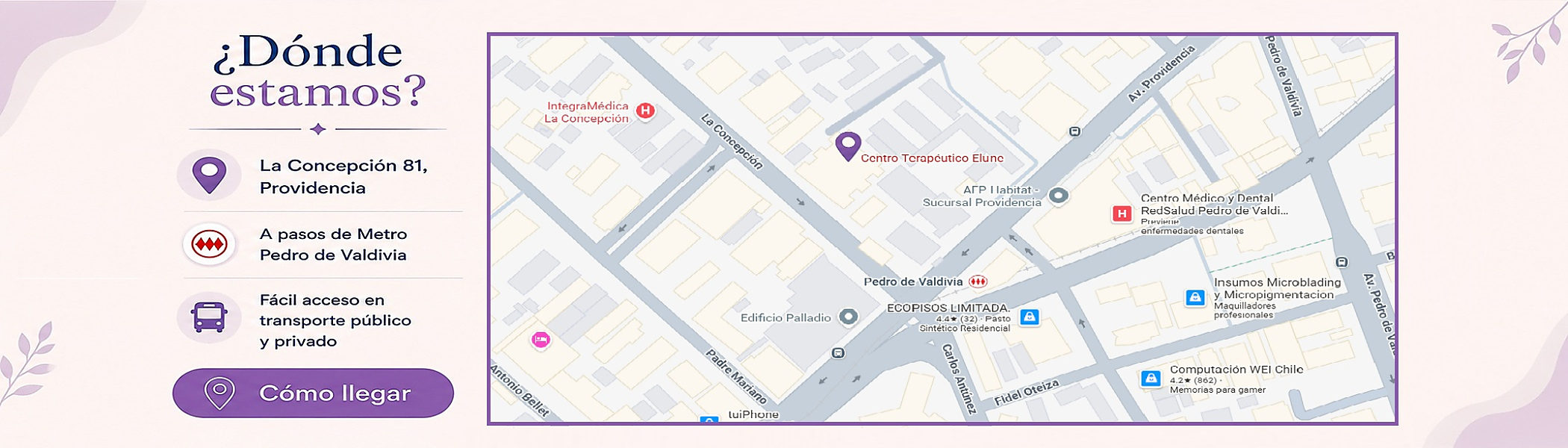 Mapa de ubicación de Elune en La Concepción 81, Providencia